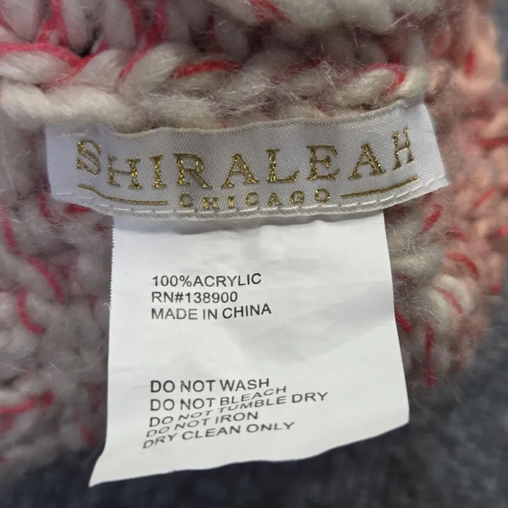Shiraleah Hat Beanie Fitted Womens One Size Pink Ombre Chunky Knit Cable Winter